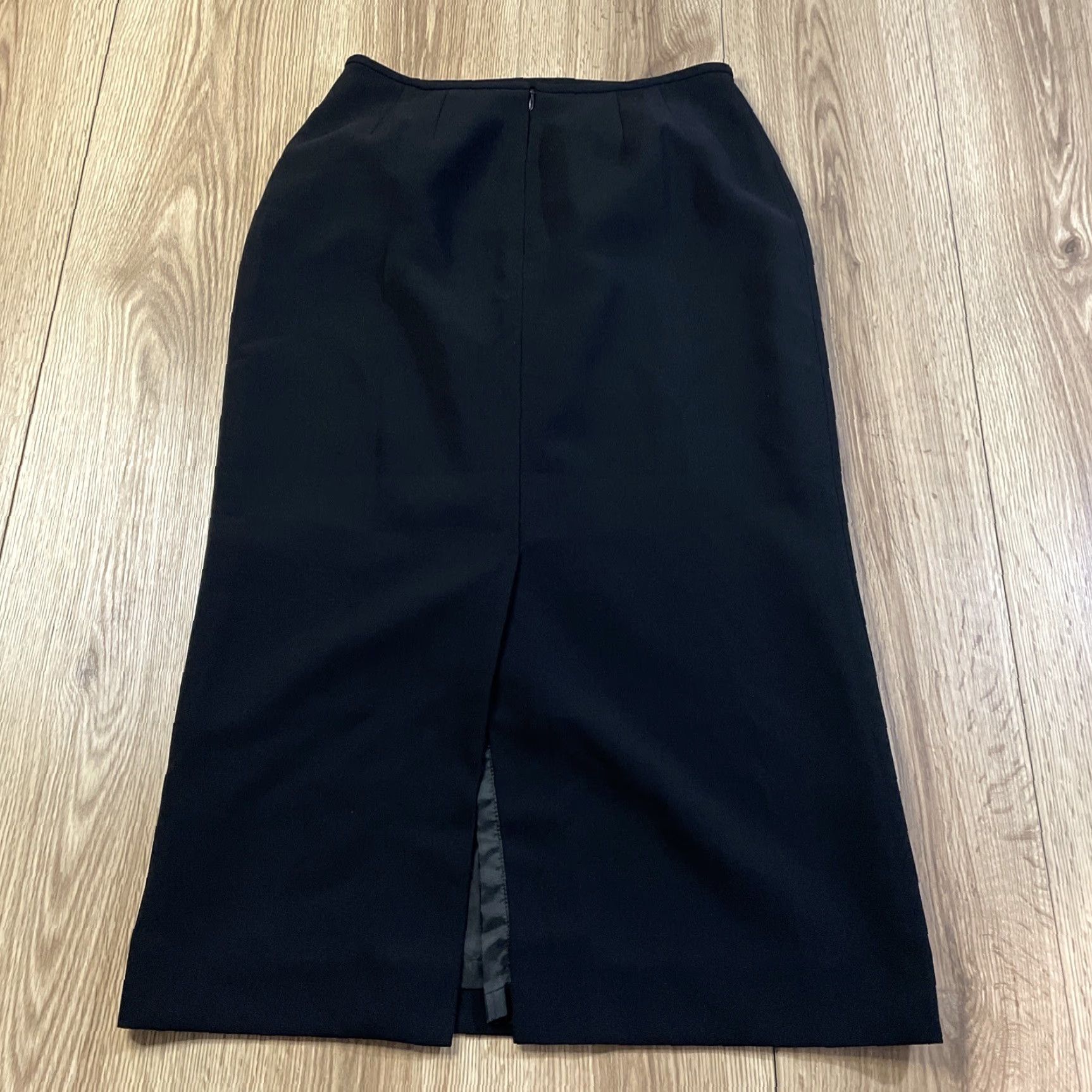 Vintage Le Suit Skirt Maxi Size 8P Black Polyester Petite Ladies Long Office Workwear Pencil Casual Size 30" / US 8 / IT 44 - 5 Thumbnail