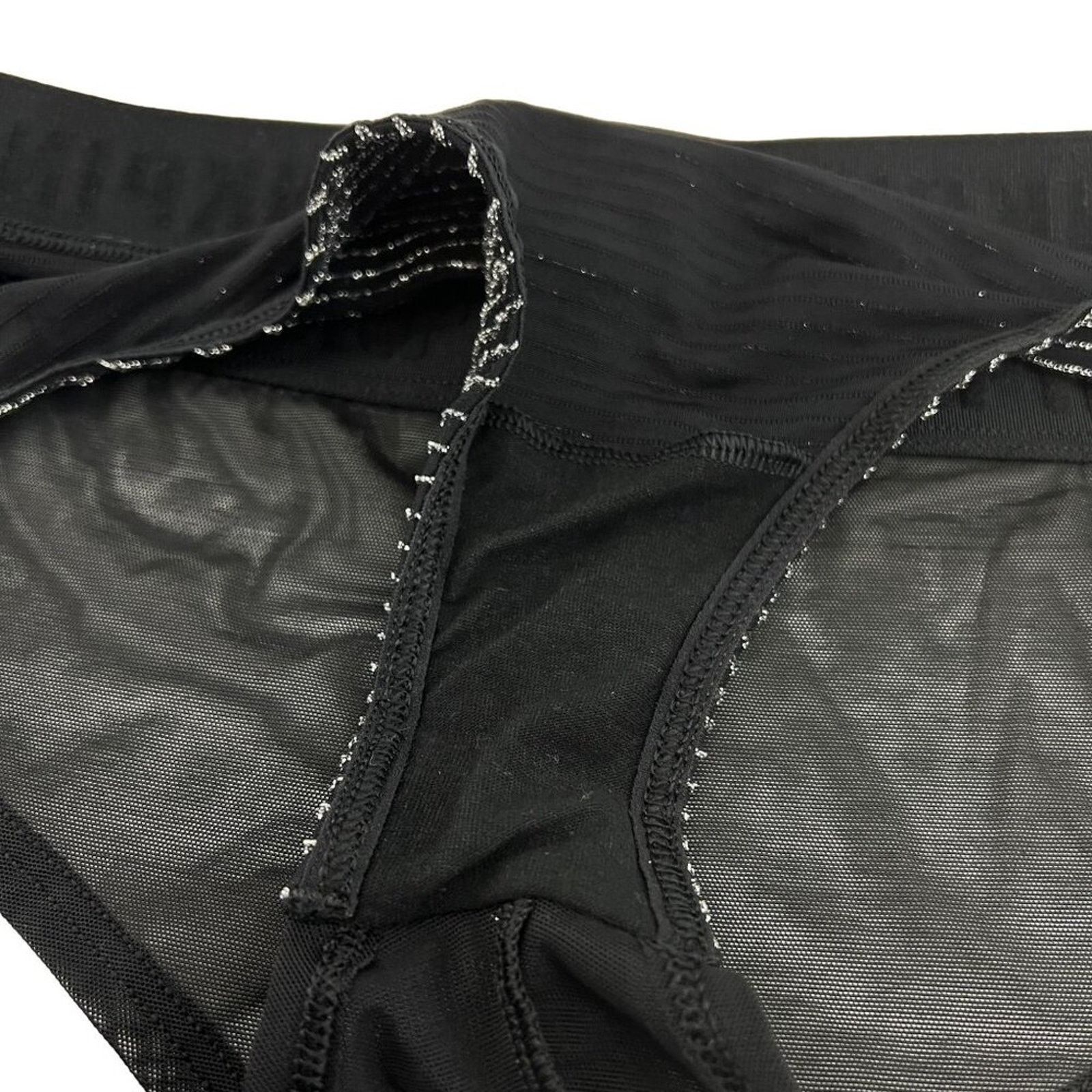 Victoria's Secret Victoria's Secret PINK Black Silver Sheer Bottom Logo Medium Size ONE SIZE - 3 Thumbnail