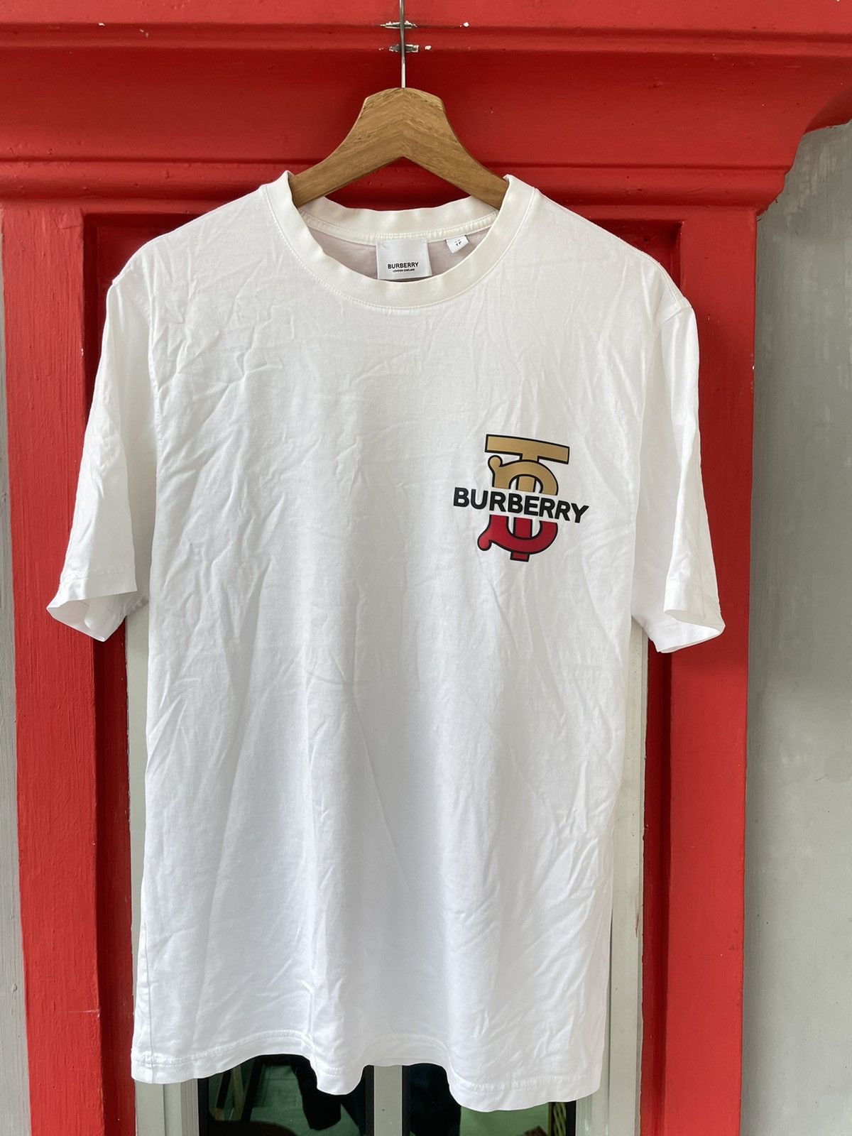 image of Burberry Tb Logo Oversized Tshirt in White, Men's (Size XS)