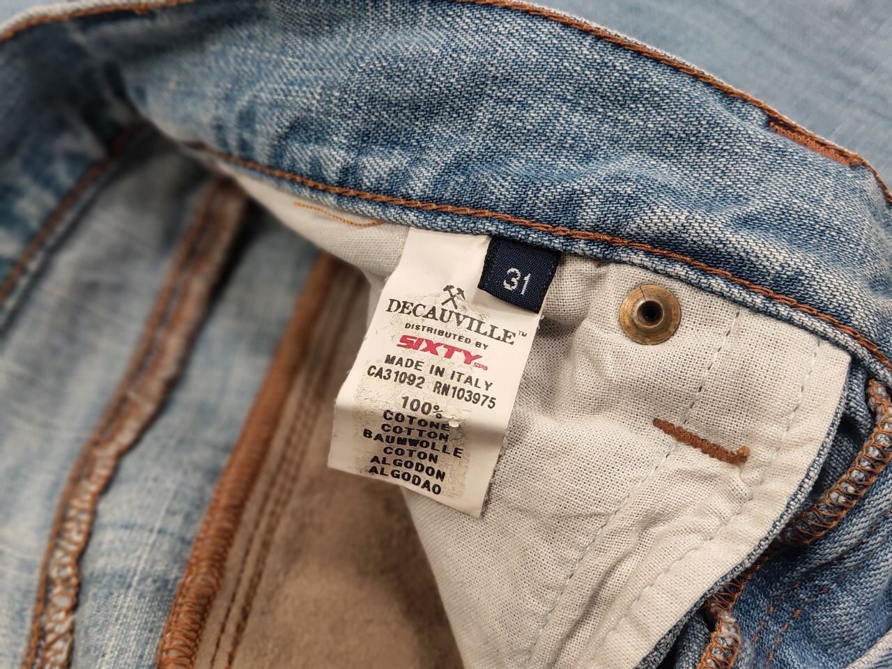 Sixty Vintage 90's Decauville x sixty Blue Patchwork Denim Jeans Size US 31 - 16 Thumbnail
