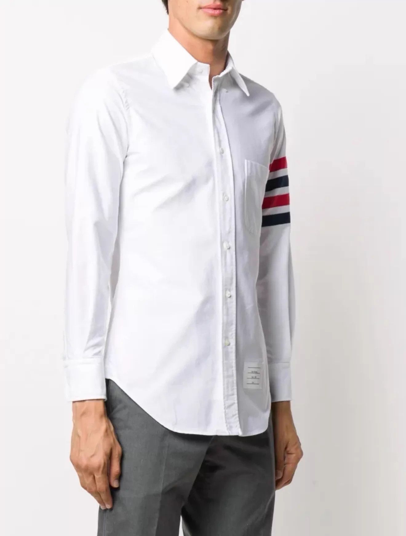 Thom Browne Thom Browne Men's 4-Bar White Oxford Shirt Size 3 Size US L / EU 52-54 / 3 - 7 Thumbnail
