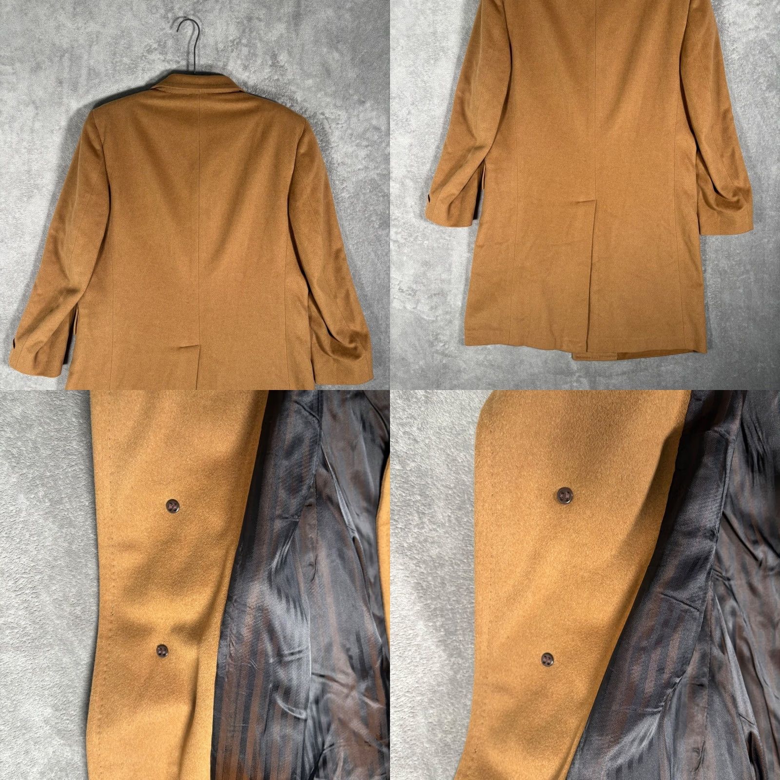 Camel VINTAGE Hudson's Men's Store Coat Overcoat Wool Camel Tan 44 Button Single-Breasted Classic Trench CamEL Hair Blend Mens USA Made 50s 60s Size US S / EU 44-46 / 1 - 10 Thumbnail