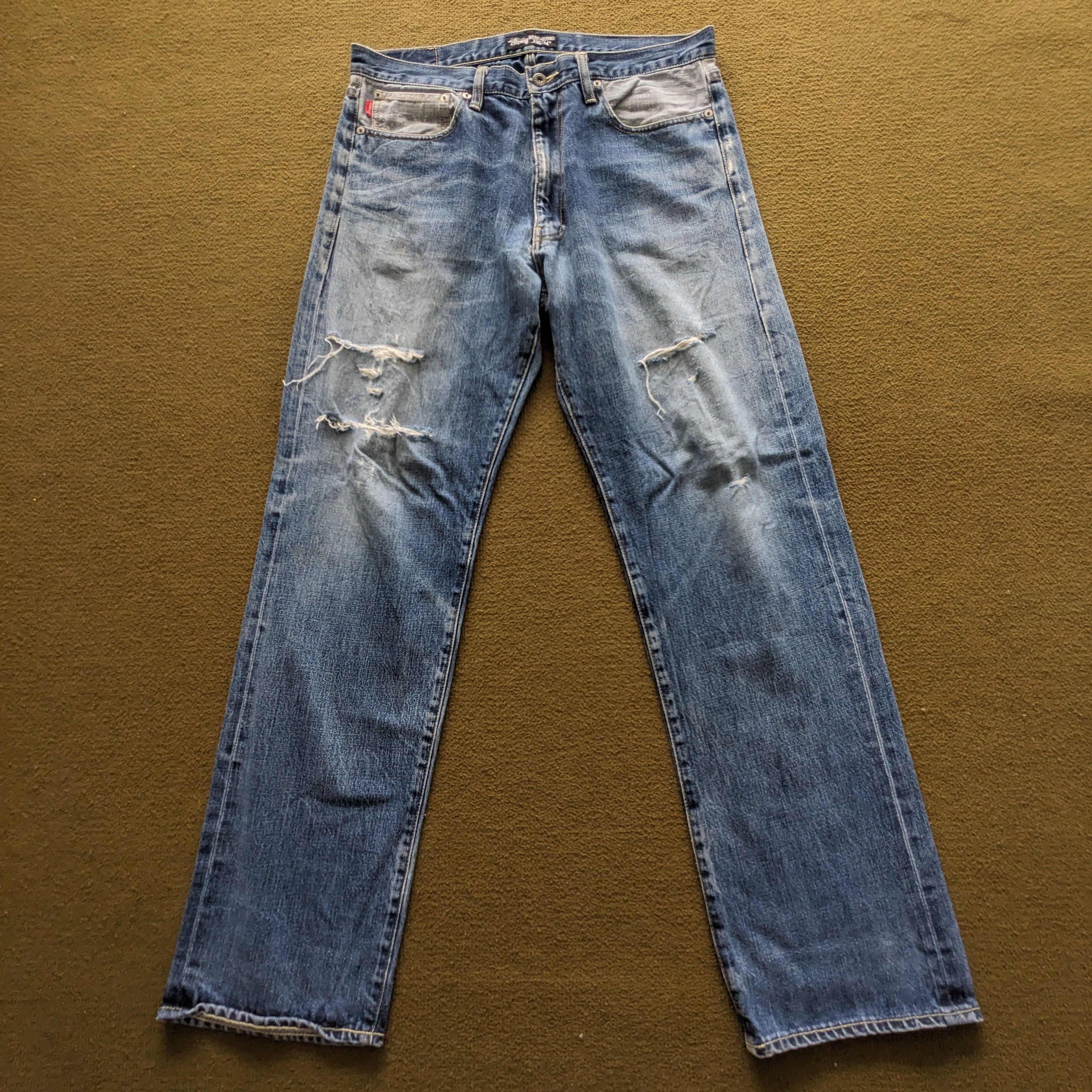 Stussy × Vintage Vintage STUSSY Streetwear Skateboard Style Jeans Size US 35 - 1 Thumbnail