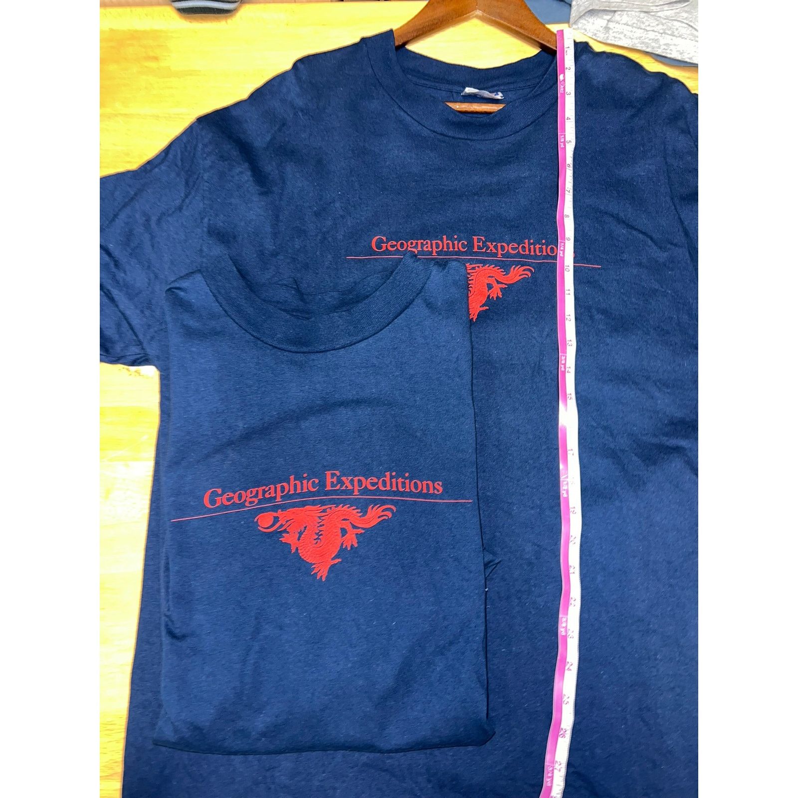 Hanes Vintage Dragon Shirt Geographic Expeditons Blue Tee 90s XL Size US XL / EU 56 / 4 - 9 Thumbnail