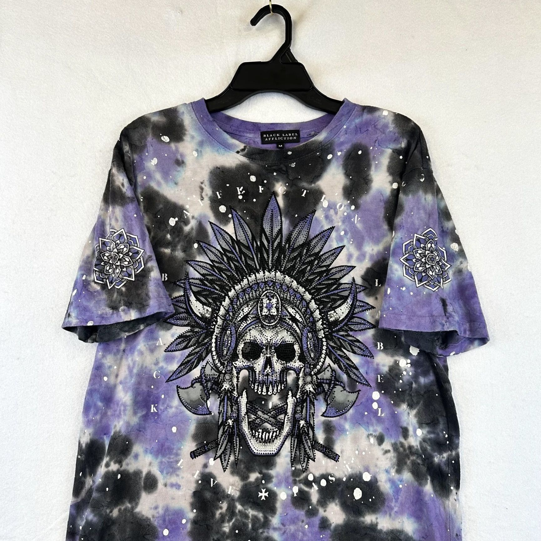 Affliction Affliction Black Label Shirt Mens Medium Tie Dye Skull Headdress Graphic Tee Size US M / EU 48-50 / 2 - 6 Thumbnail