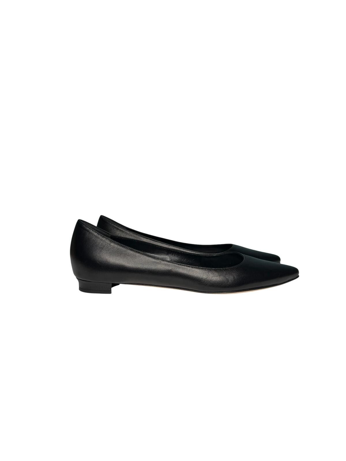 Manolo Blahnik NEW Manolo Blahnik Gala Lambskin Point Toe Flats Black EU40 Size US 9 / IT 39 - 2 Thumbnail
