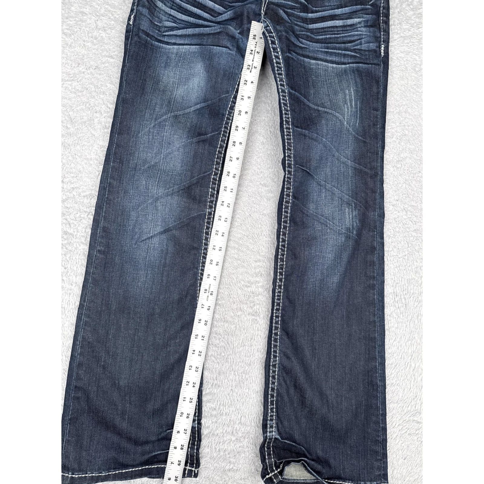 Denime Women Embellished Jeans Blue 28x30 Low Rise Bootcut Rhinestone Flap Pocket Denim Size 28" / US 6 / IT 42 - 7 Thumbnail