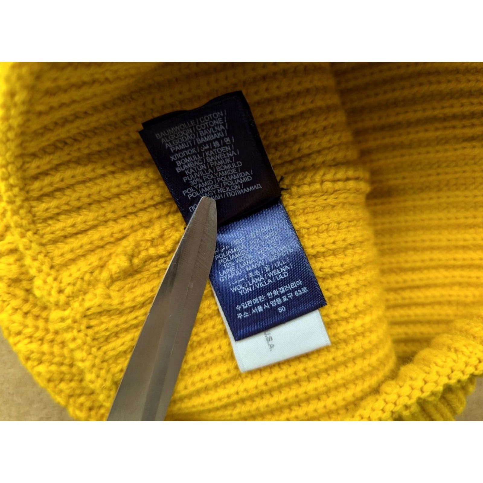 Patagonia GANT USA Yellow Beanie Hat Size S-M Ribbon Cuffed Big Logo Spellout Beanie Unisex Adults Mens Womens Size ONE SIZE - 7 Thumbnail