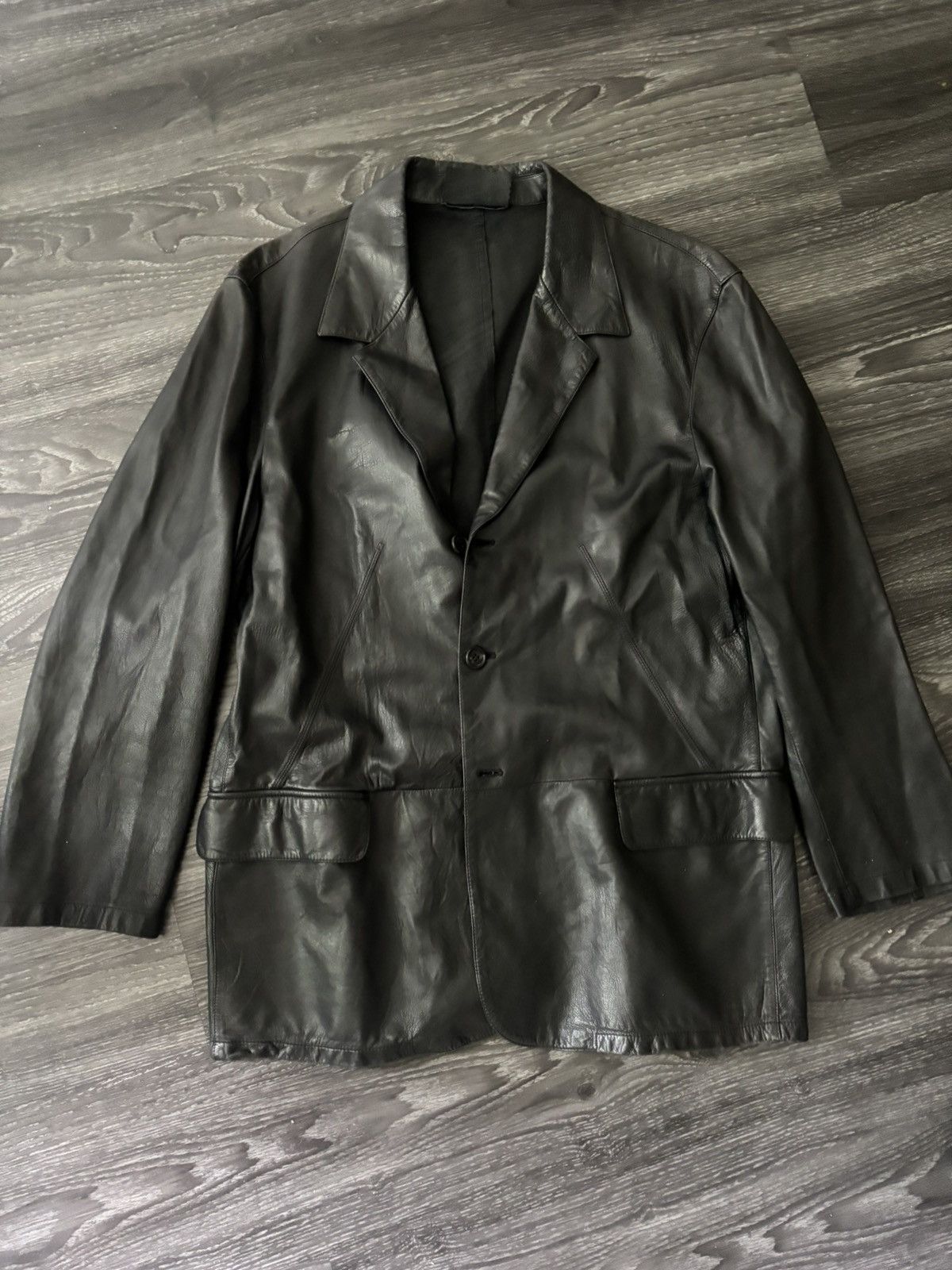 Prada 2000’s Prada Blazer Leather Jacket Size US L / EU 52-54 / 3 - 2 Thumbnail