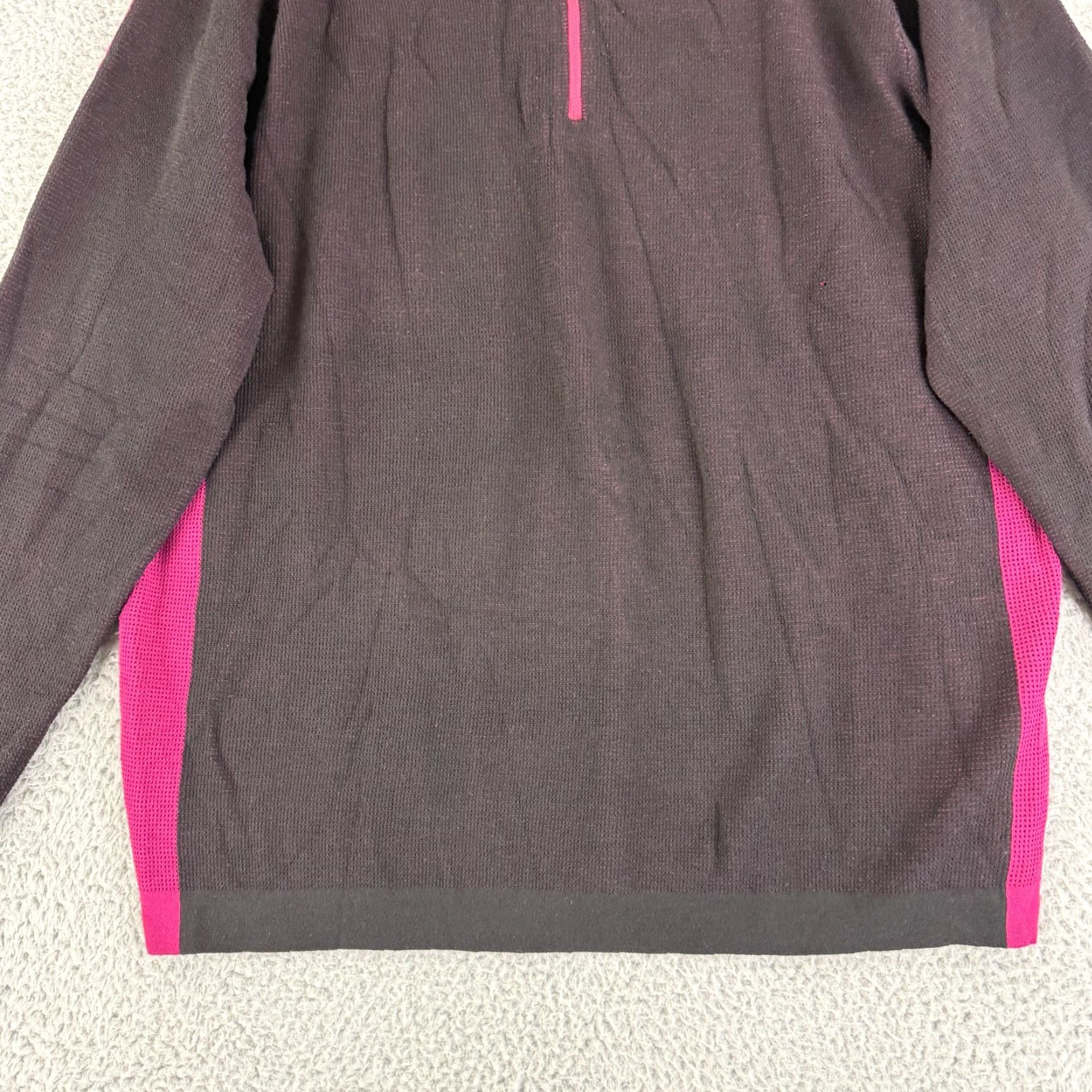 Peter Millar Peter Millar Mens XL Quarter Zip Sweater Black Cranberry Merino Wool LS Size US XL / EU 56 / 4 - 5 Thumbnail