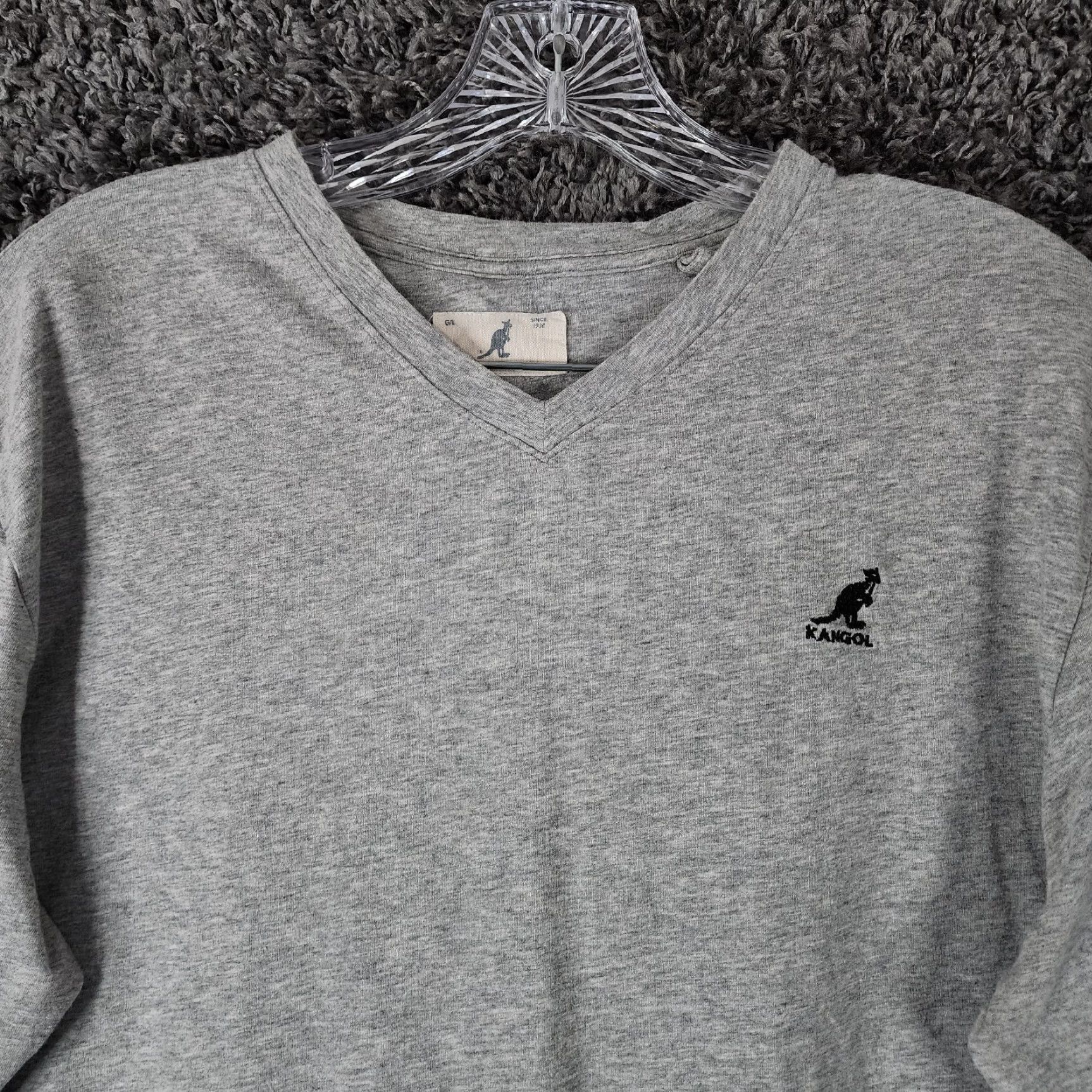 Kangol KANGOL T-Shirt Women Long Sleeve V-Neck Gray Size L Size L / US 10 / IT 46 - 4 Thumbnail