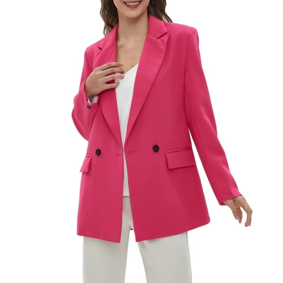 Shein Shein Hot Pink Blazer Jacket Medium Notch Collar Size M / US 6-8 / IT 42-44 - 1 Thumbnail