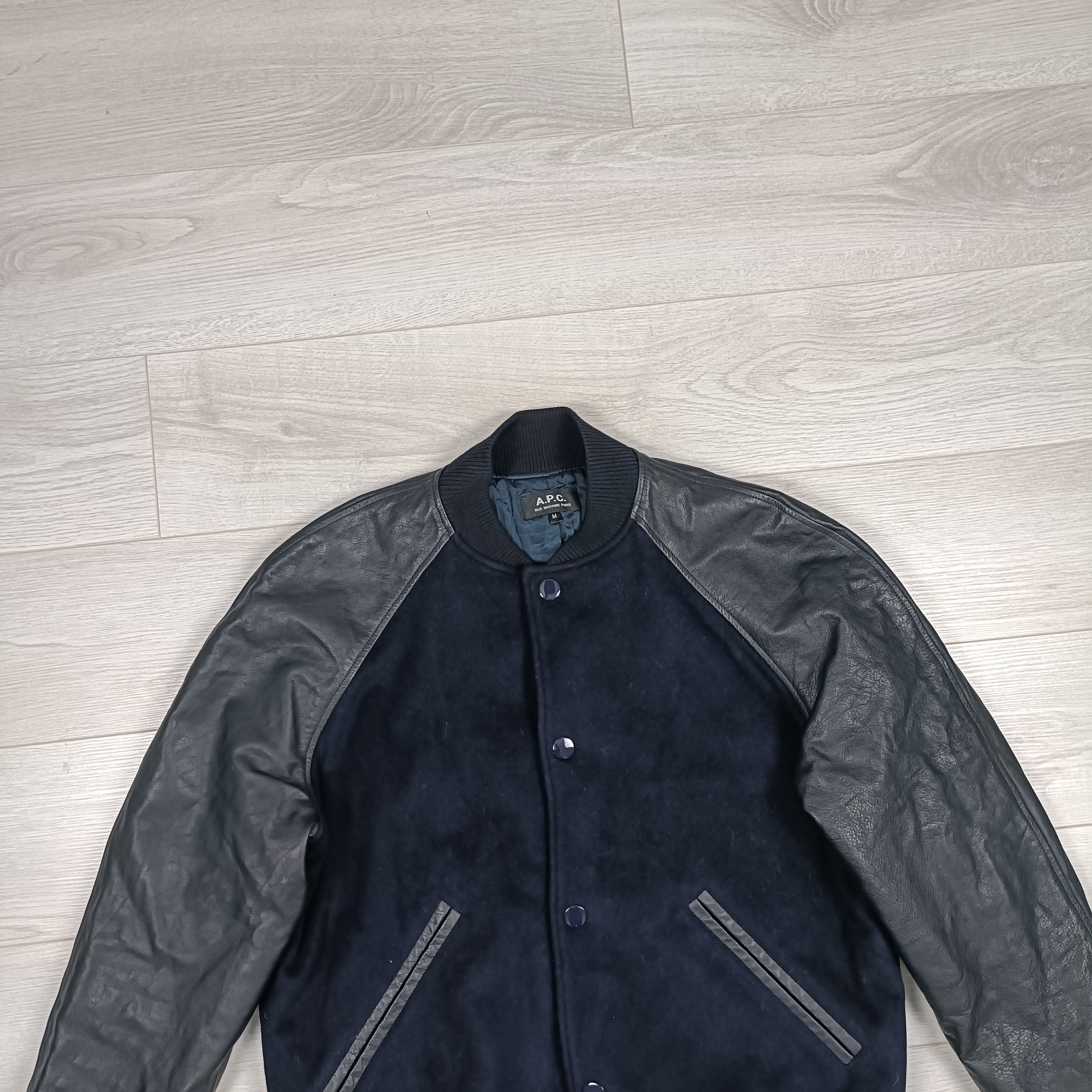 A.P.C. Men's Navy/Black Wool Cashmere Calf Leather Jacket ! size M Size US M / EU 48-50 / 2 - 4 Thumbnail