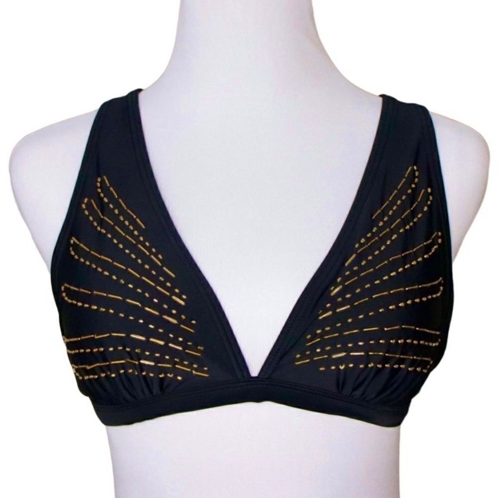 Other Xhilaration Beaded Black String Bikini Swim Top LARGE Beach Size L / US 10 / IT 46 - 1 Thumbnail
