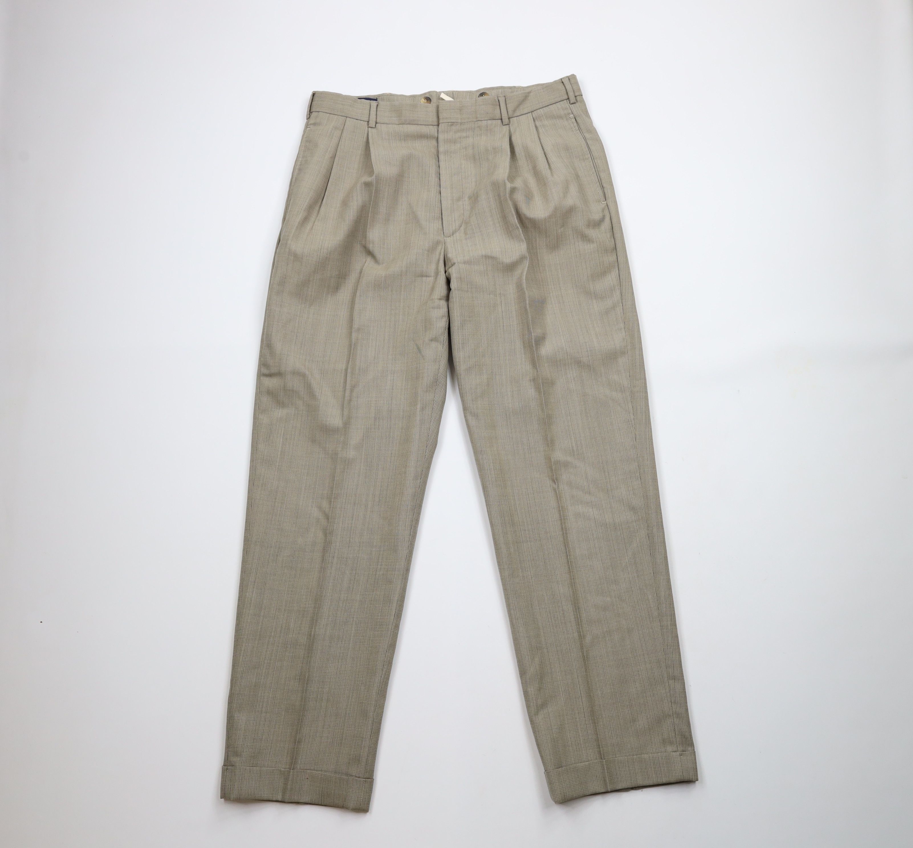 Lands' End × Vintage Vintage 90s Lands End Wool Pleated Cuffed Chino Pants USA Size US 34 / EU 50 - 1 Thumbnail