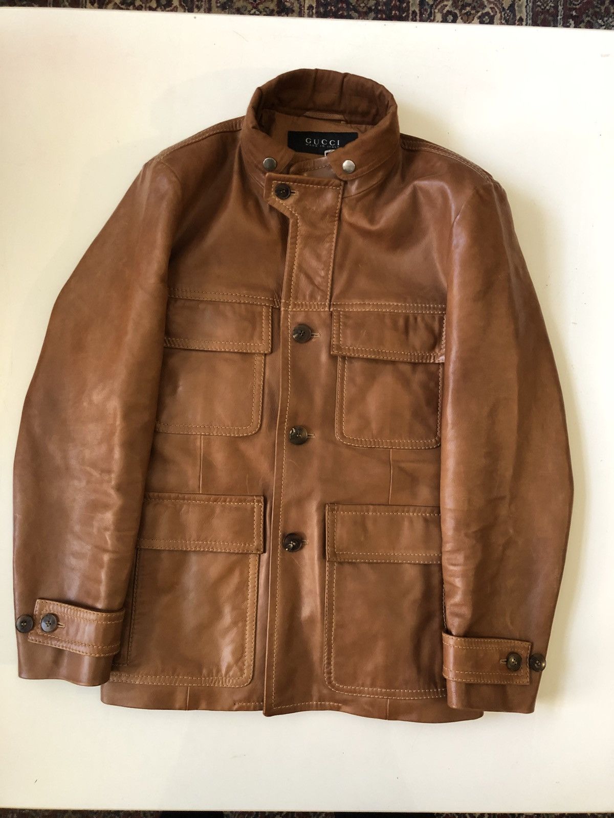 Gucci GUCCI by TOM FORD 2000’s leather safari jacket Size US M / EU 48-50 / 2 - 1 Thumbnail