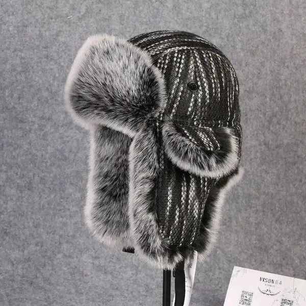 VIBE Vintage Bomber Hat Rex Rabbit Fur Trapper Hat Size ONE SIZE - 5 Thumbnail