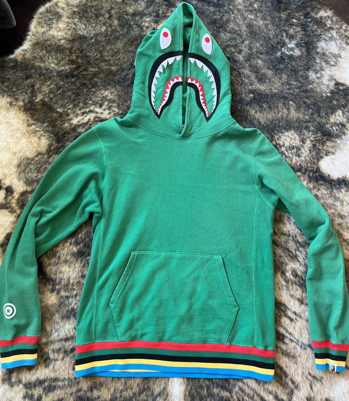 Bape Line Rib Shark Pullover Hoodie | Grailed