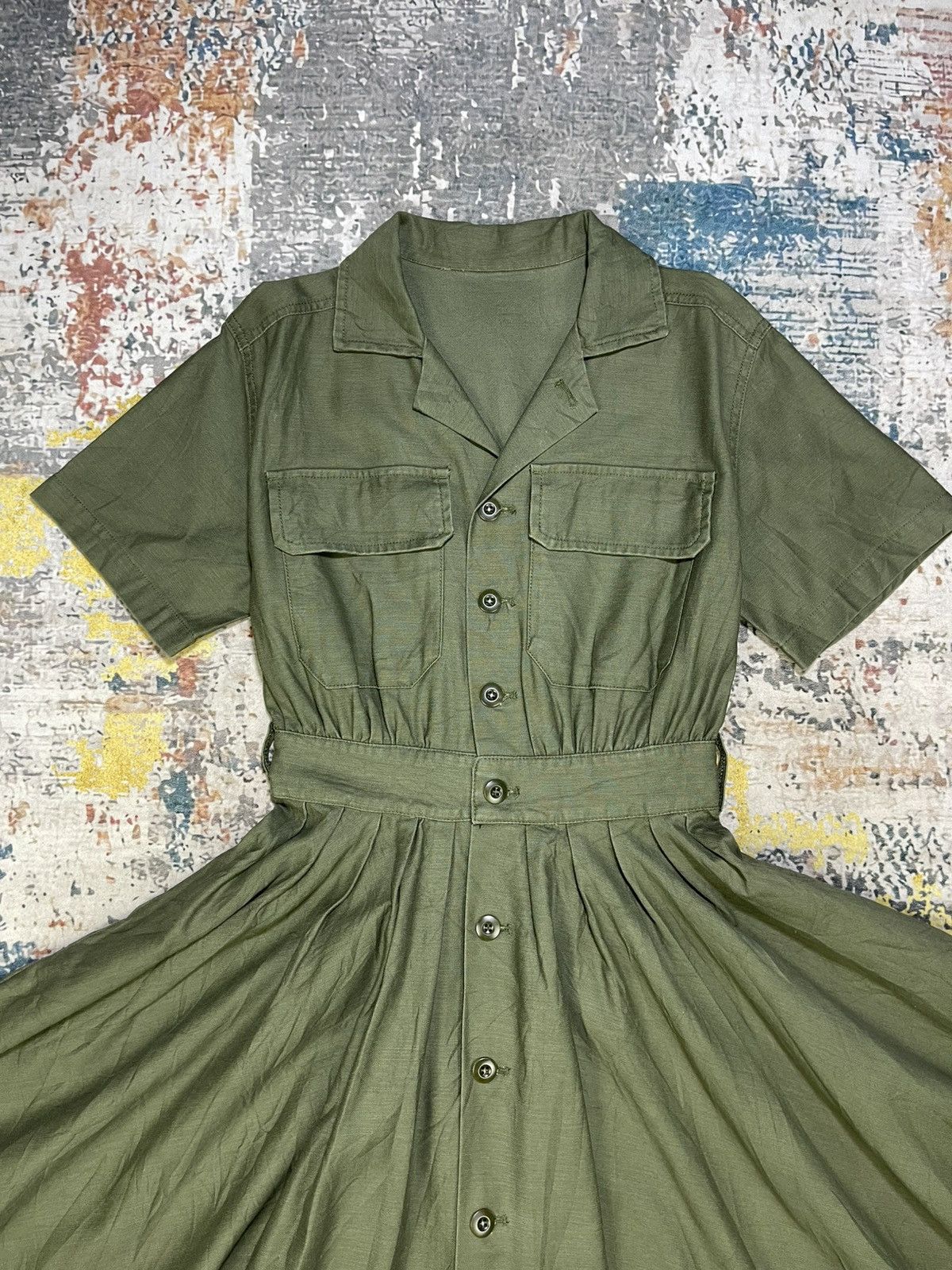 MOUSSY Azul By Moussy Olive Green Military Full Button Dress Size S / US 4 / IT 40 - 4 Thumbnail