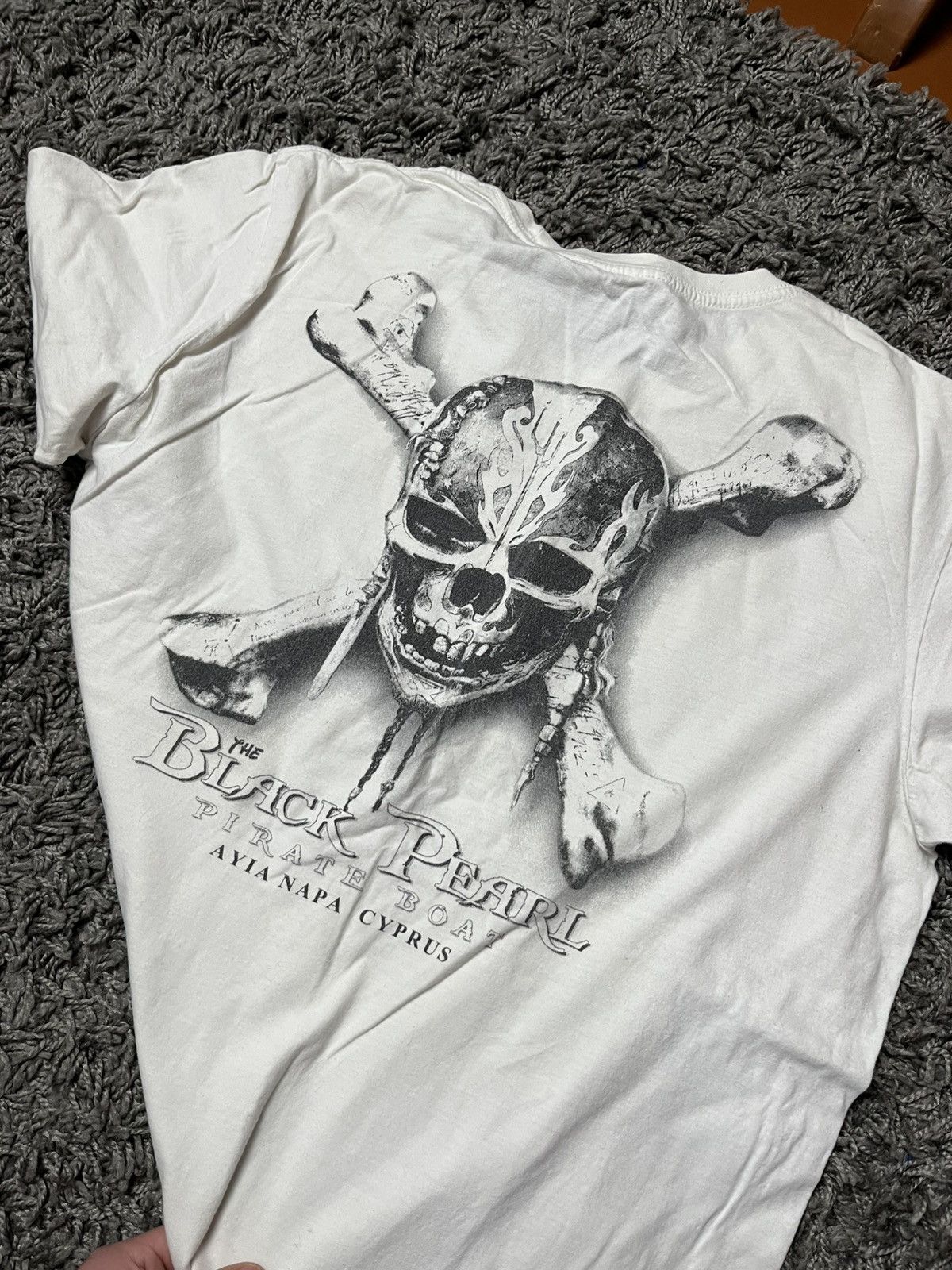 Vintage The Black Pearl Pirate Boat Ayia Napa Skull T-Shirt Size US M / EU 48-50 / 2 - 7 Thumbnail