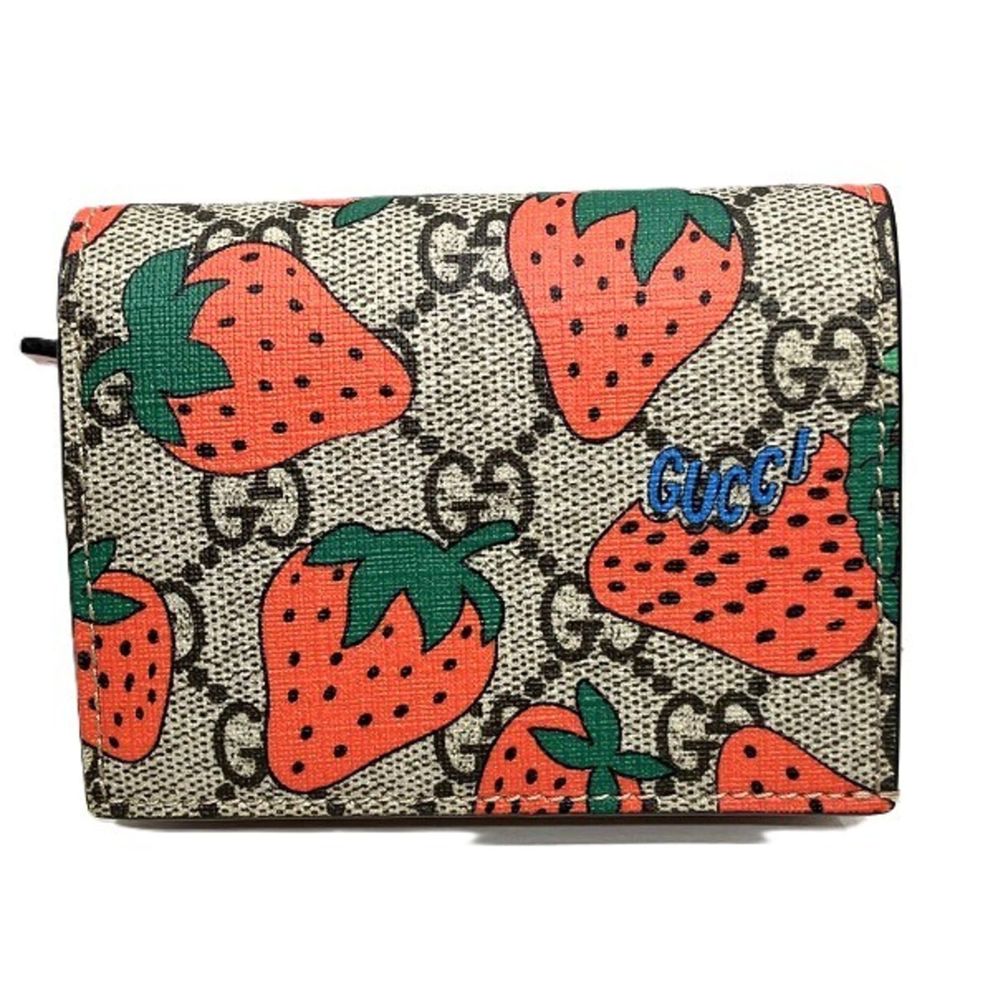 Gucci Gucci GG Supreme Strawberry Mini Wallet 573839 Bi-fold for Women Size ONE SIZE - 1 Thumbnail
