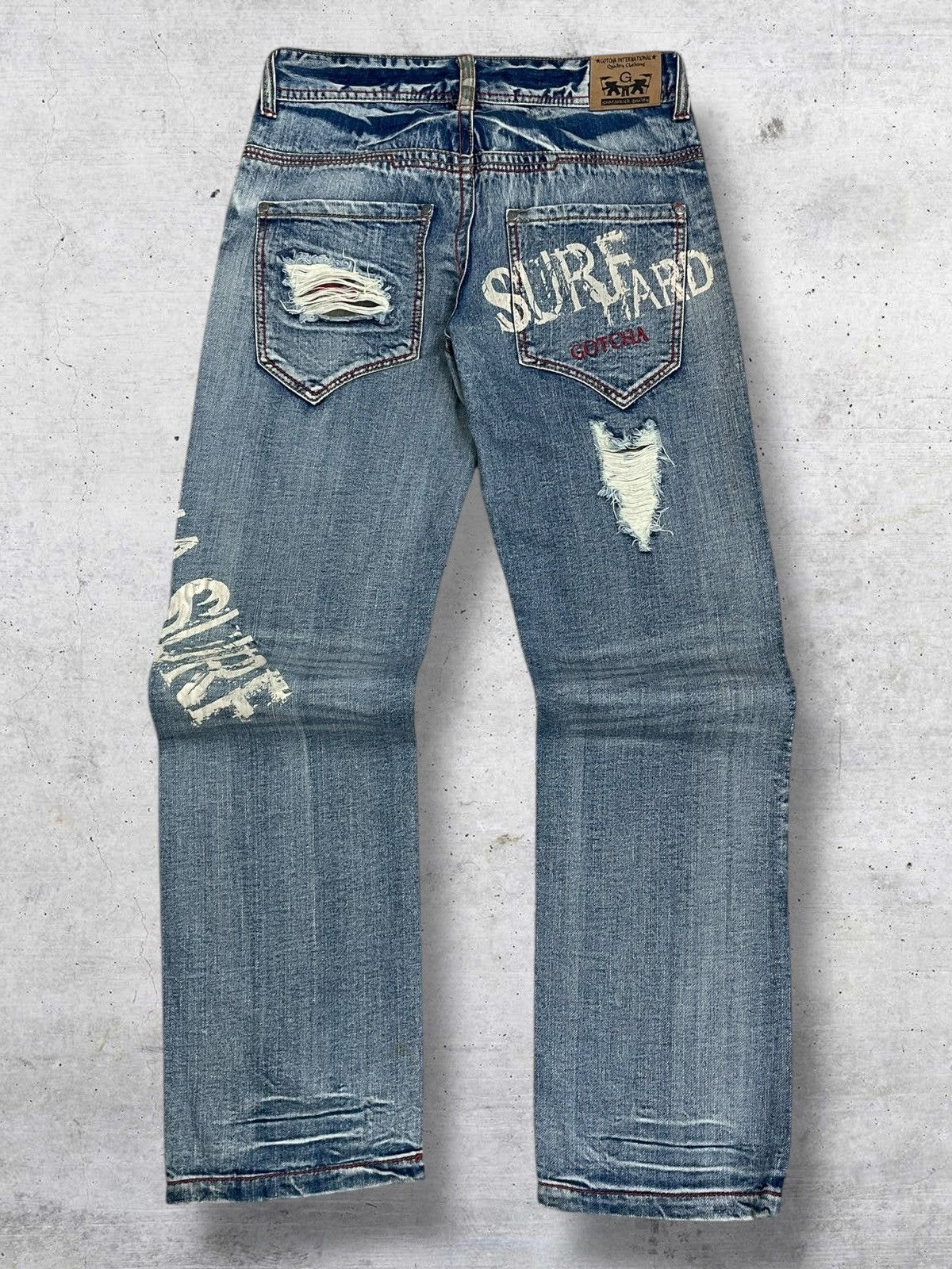 Japanese Brand VINTAGE DESIGNER GOTCHA MULTIPLE FRAYED RIPPED PATCHES DENIM Size US 33 - 8 Thumbnail