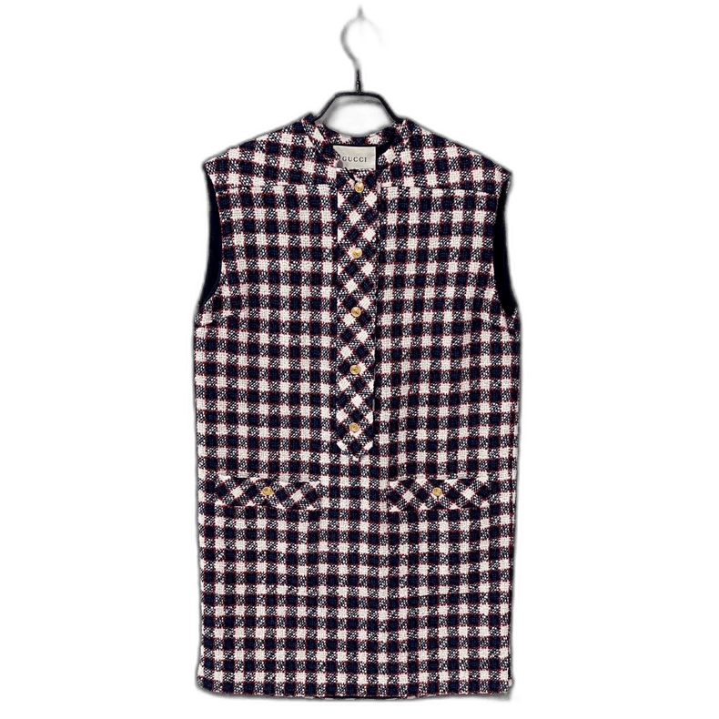 Gucci Sleeveless Gucci Woven Check Dress-2505 Size L / US 10 / IT 46 - 1 Thumbnail