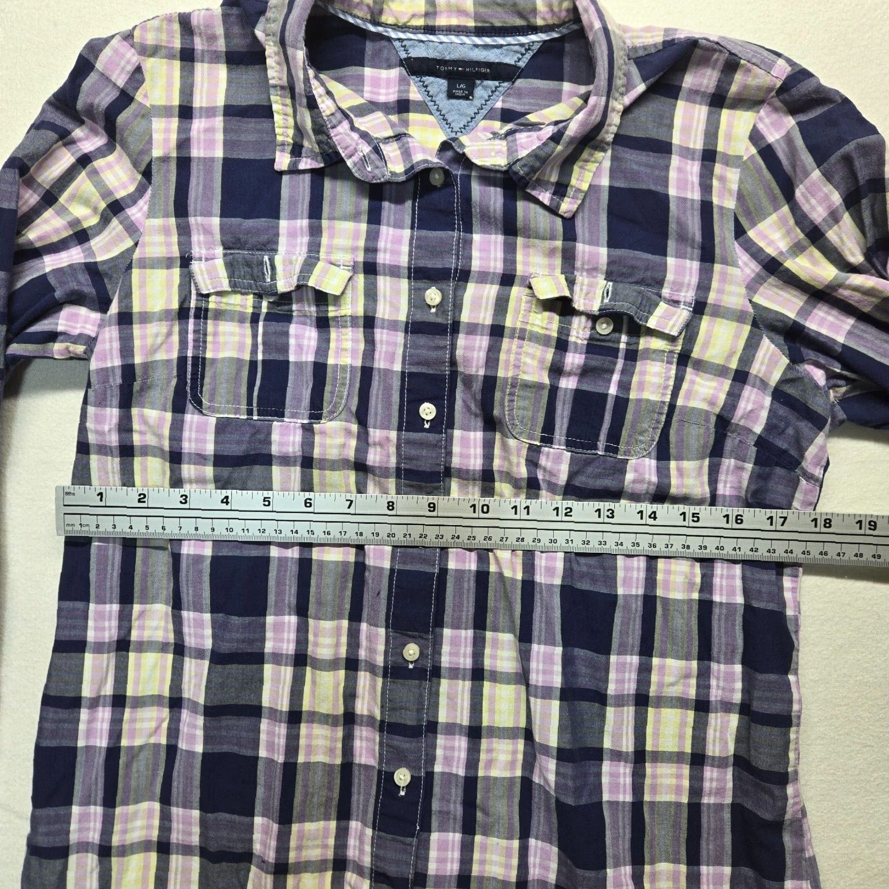 Tommy Hilfiger VINTAGE Tommy Hilfiger Women's Shirt Long Sleeve Plaid Button-Up Classic Fit Purple L Size L / US 10 / IT 46 - 4 Thumbnail