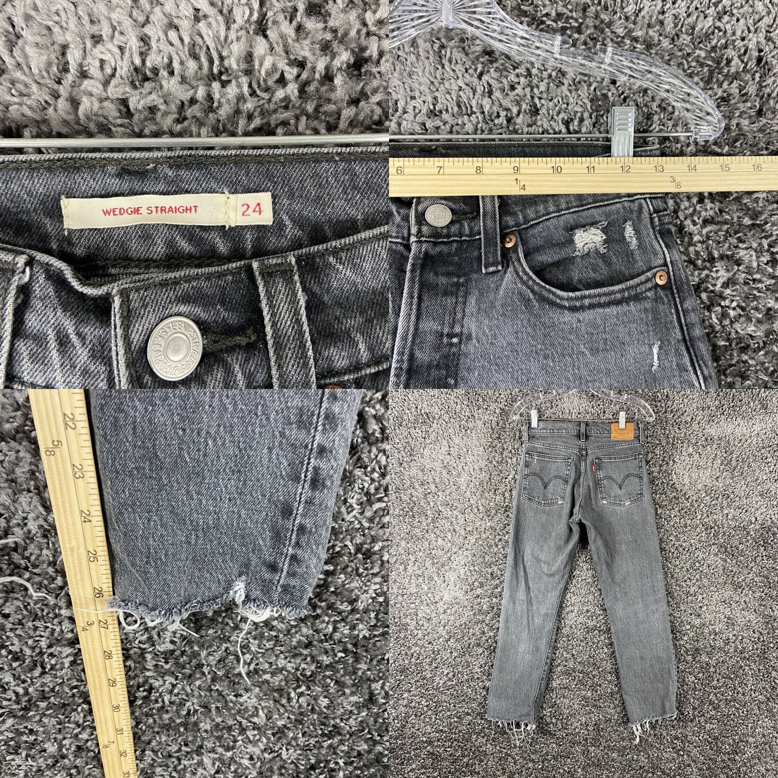 Levi's Levi's Women's Distressed Jeans Black Wedgie Straight 24 Extra Large XL Size 42" / US 20 - 8 Thumbnail