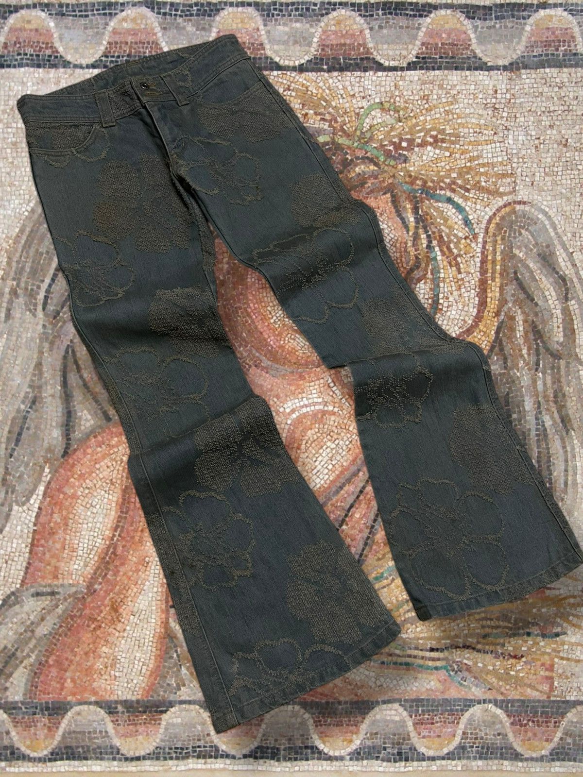 Tornado Mart Vintage Og 1990s Designer Japan Albarosa Flared Art Denim Size US 28 / EU 44 - 2 Thumbnail