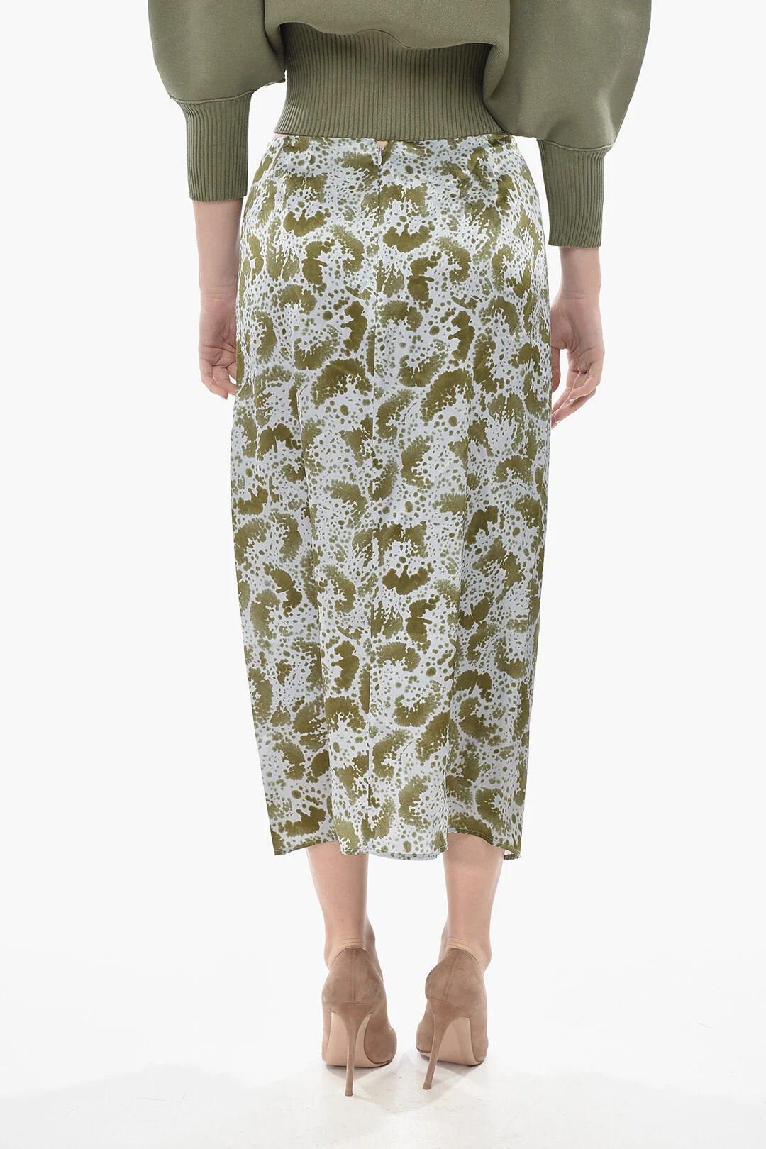 Dries Van Noten og1mm0426 Midi Silk-Satin Skirt Light Blue Size 28" / US 6 / IT 42 - 2 Thumbnail