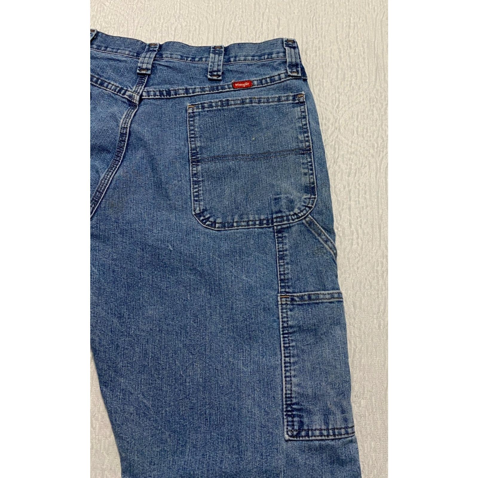 Wrangler VINTAGE Wrangler Carpenter Jeans Men's Size 34×30 Blue Relaxed Wide-Leg Denim 5-Pocket Wrangler Carpenter Work Mens Regular 34 Blue Size US 34 / EU 50 - 4 Thumbnail