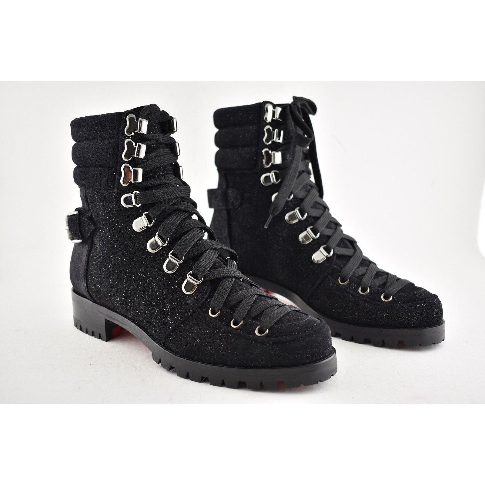 Christian Louboutin Christian Louboutin Who Runs Flat Crosta Star Black Combat Size US 5.5 / IT 35.5 - 4 Thumbnail