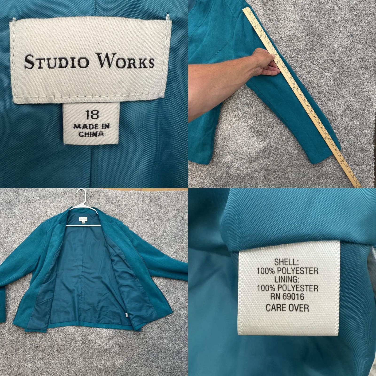 Vintage Studio Works Jacket Womens 18 Faux Suede Full Zip Lined Pockets Classic Size XXL / US 16-18 / IT 52-54 - 8 Thumbnail
