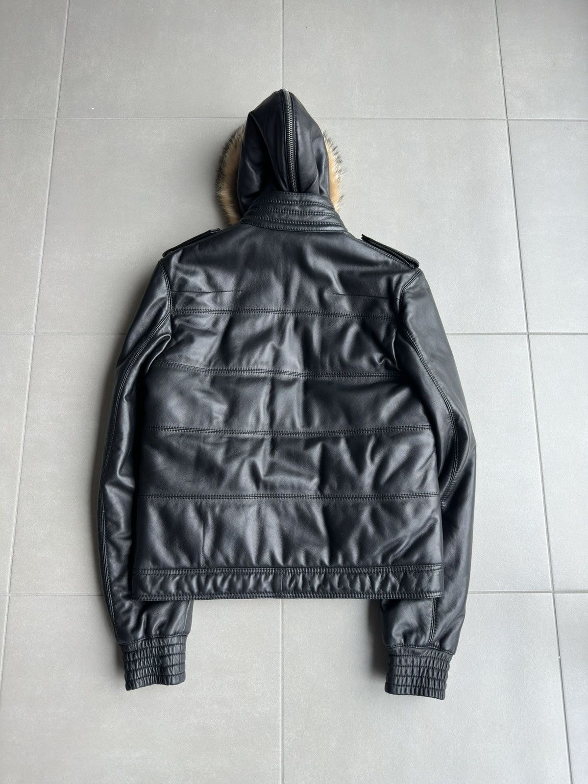 Dior × Hedi Slimane Dior Homme AW04 “VOTC” fur hooded leather jacket Size US M / EU 48-50 / 2 - 15 Thumbnail