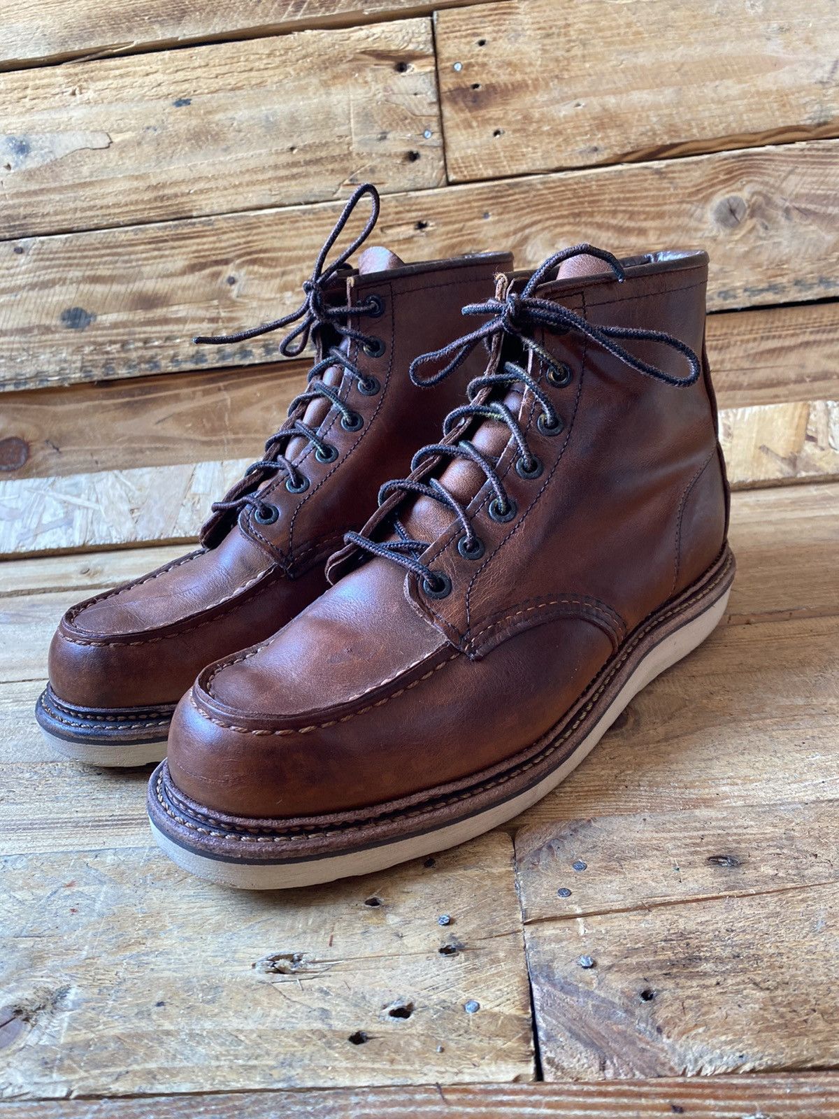 Red Wing Redwing moc-toe style 1907 brown leather boots US8.5 uk7.5 Size US 8.5 / EU 41-42 - 3 Thumbnail