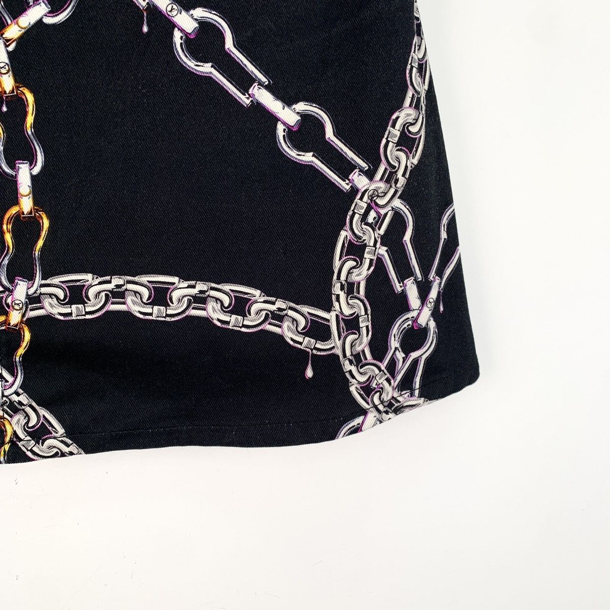 Louis Vuitton Louis Vuitton Black Chain Printed Cotton Casual Halter Skirt Size 26" / US 2 / IT 38 - 4 Thumbnail