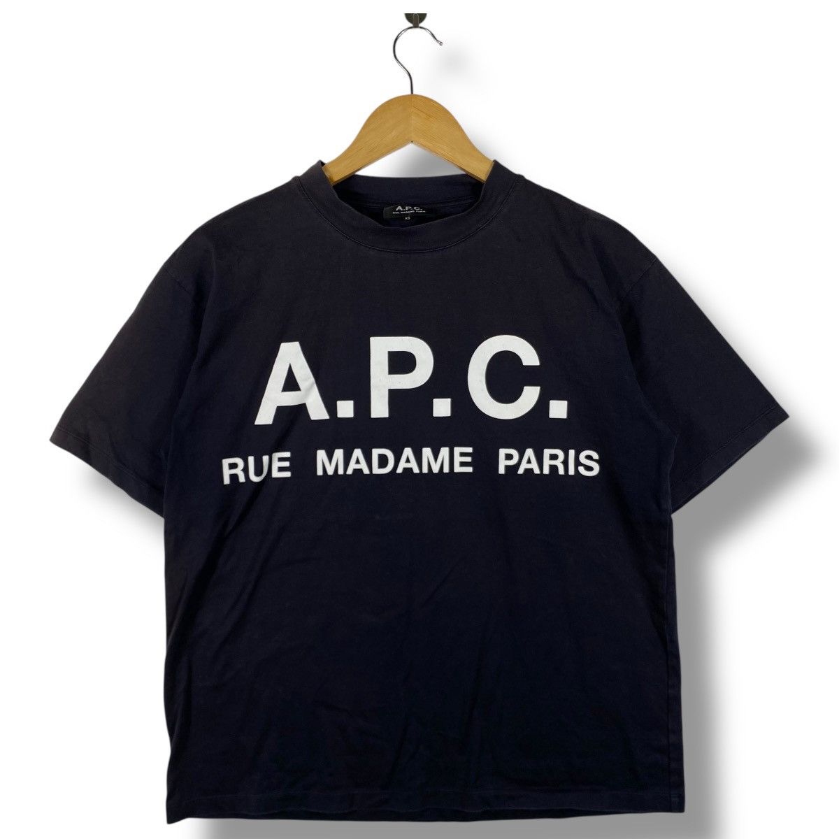 A.P.C. × Japanese Brand A.P.C. Rue Madame Paris Spellout Logo Faded Tee Shirt Size US XS / EU 42 / 0 - 1 Thumbnail