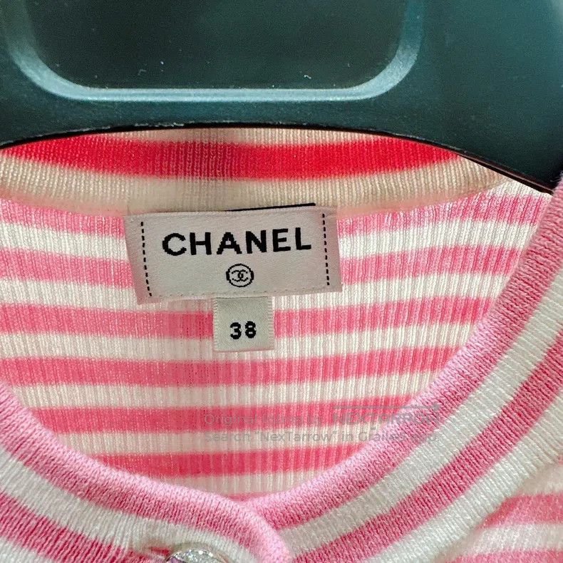 Chanel Chanel 24C Chanel diamond buckle pink white striped knitte Size XS / US 0-2 / IT 36-38 - 4 Thumbnail