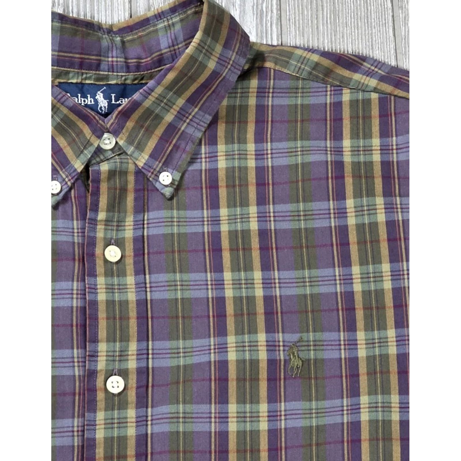 Polo Ralph Lauren VINTAGE Polo Ralph Lauren Purple Plaid Safari Button Up Shirt Men’s XL Madras Custom Size US XL / EU 56 / 4 - 3 Thumbnail