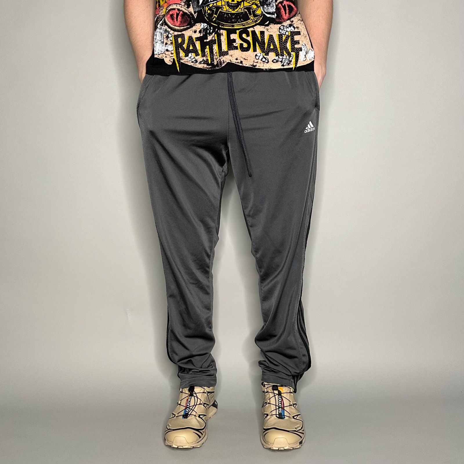 Adidas Vintage Y2K Adidas Sweatpants Mens L Grey Black Polyester Size US 34 / EU 50 - 2 Thumbnail