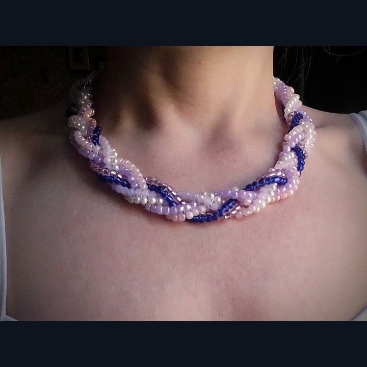 Handmade Necklace Braided Vintage Style Pearls Crystals Elegant Size ONE SIZE - 7 Thumbnail