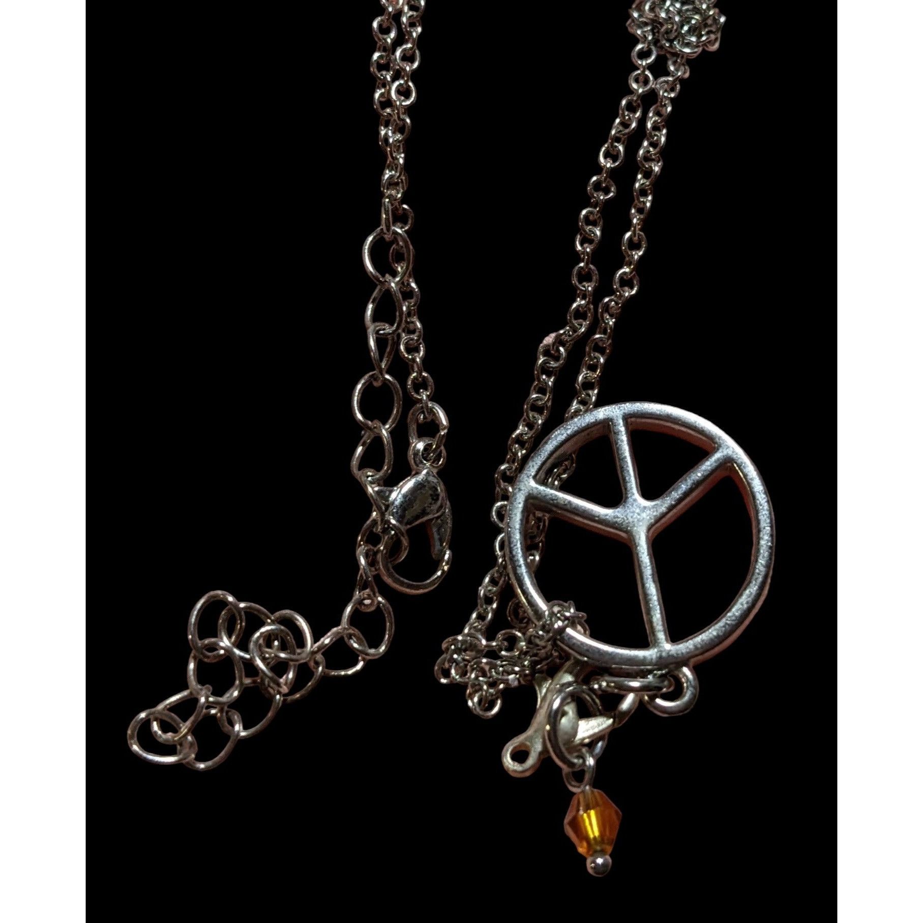 Other Silver Peace Sign Chain Charm Necklace Size ONE SIZE - 7 Thumbnail