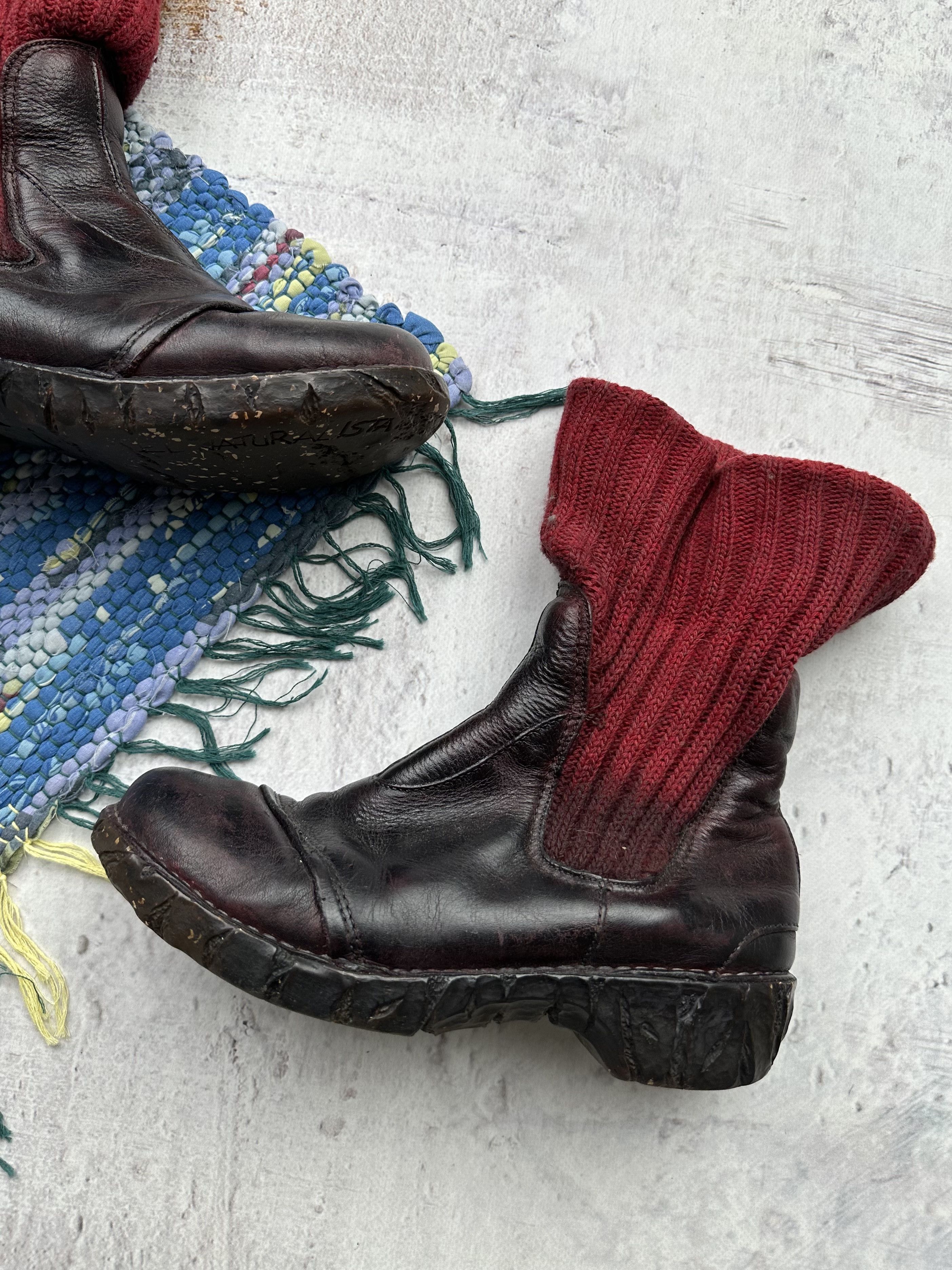 Japanese Brand Vintage Futuristic Leather Boots With Wool Toe A110D1(567) Size US 9 / IT 39 - 3 Thumbnail