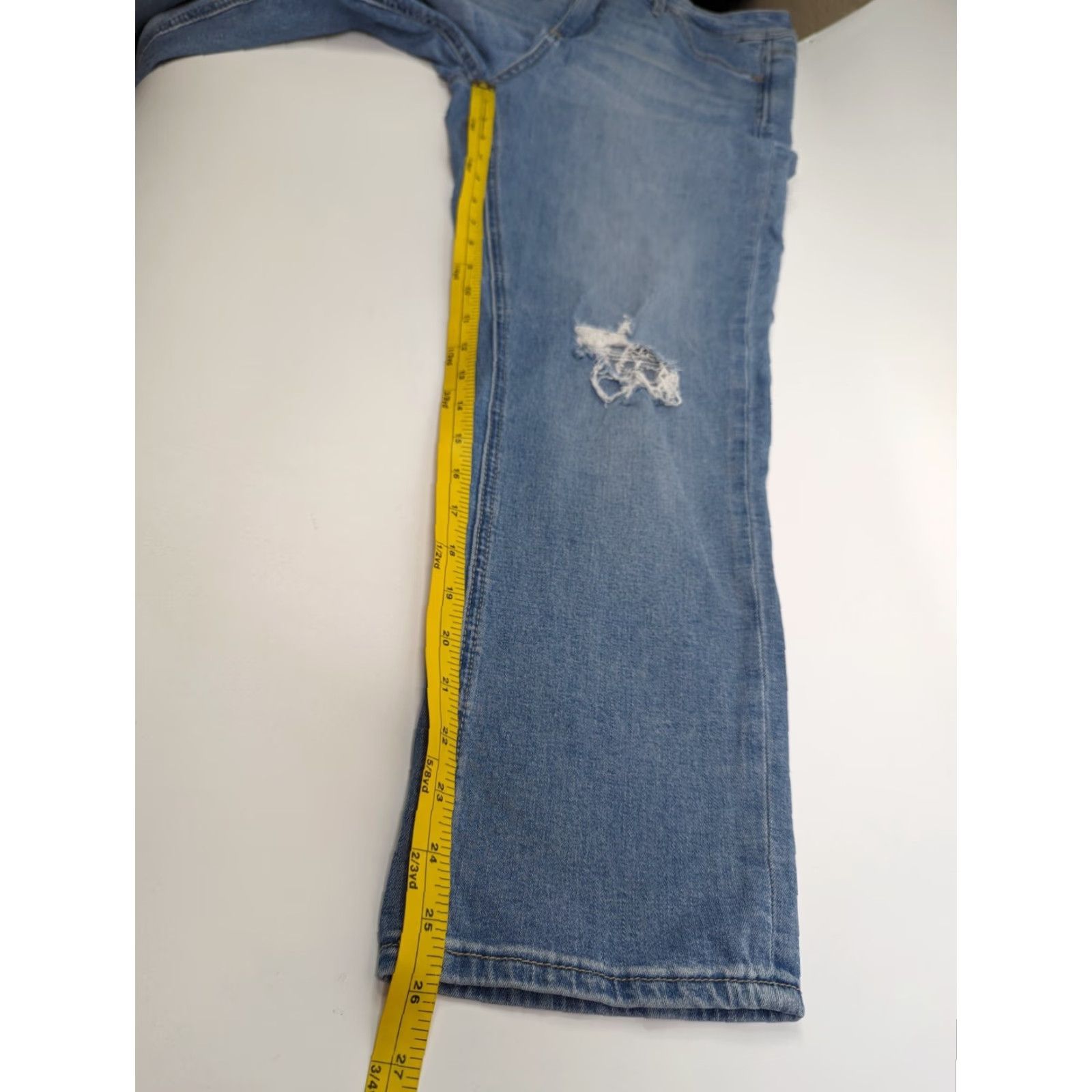 NYDJ NYDJ Curves 360 Shape Jeans High Rise Distressed Blue Denim Womens Size 14 Straight Jeans Stretch Shaping Regular Blue Size 36" / US 14 / IT 50 - 7 Thumbnail