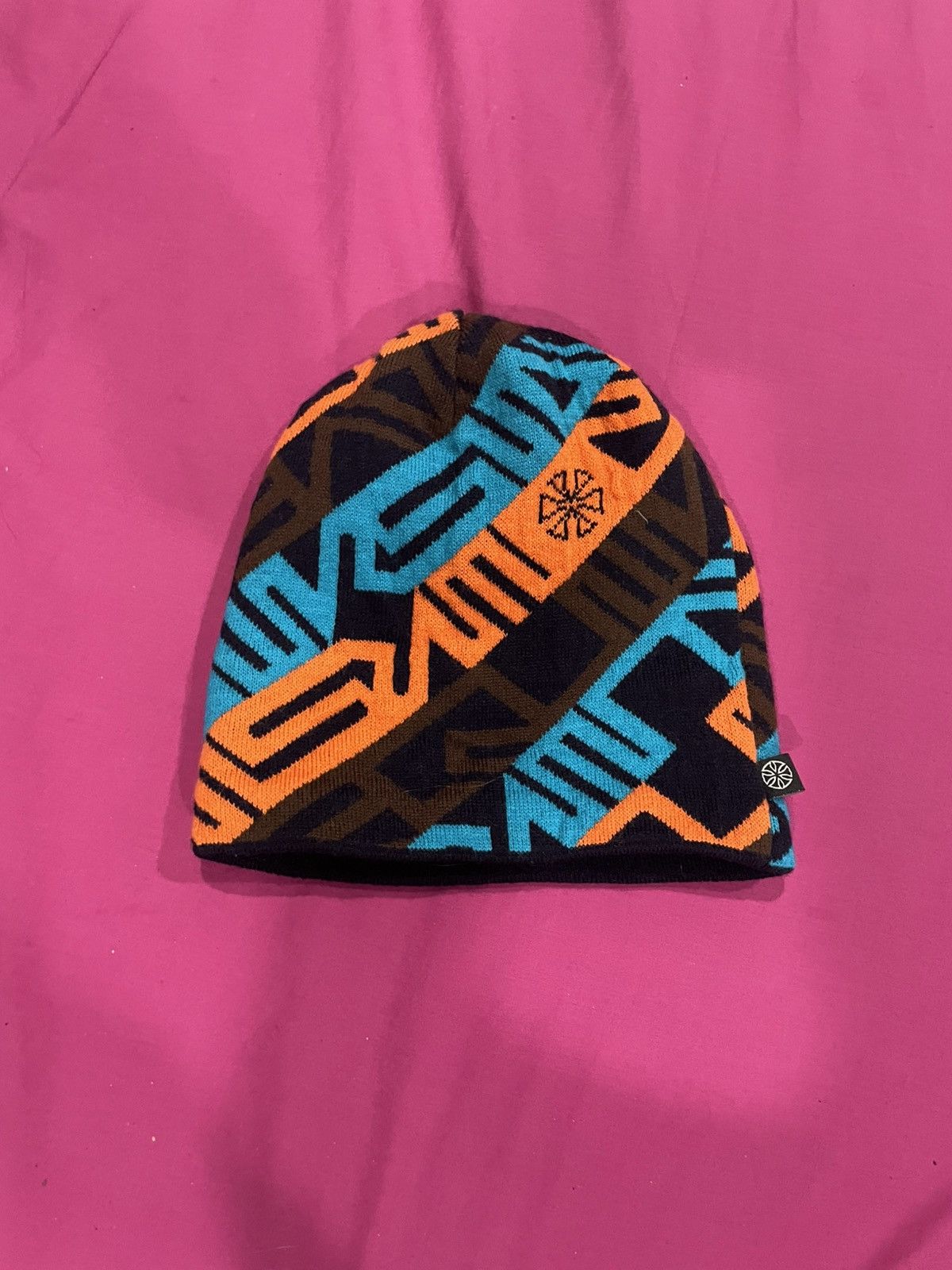 Vintage Y2k Beanie Orange/Blue Thrifted Size ONE SIZE - 1 Thumbnail