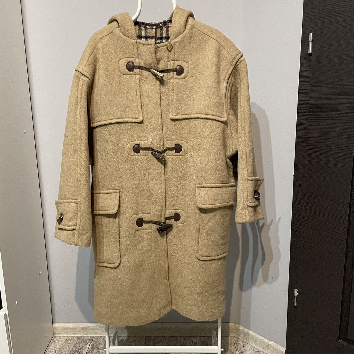 Burberrys vintage 80s beige duffle coat trench jacket