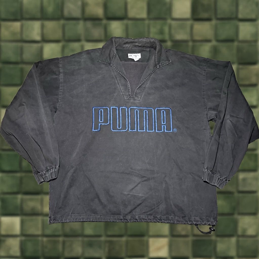 Puma VINTAGE Puma Jacket Mens Large Black Blue Coach Pullover Cotton Windbreaker 90s Size US L / EU 52-54 / 3 - 1 Thumbnail