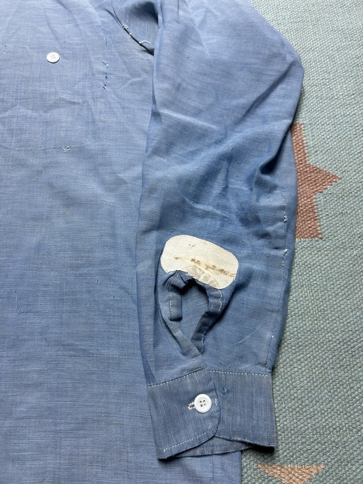 Vintage Vtg 1970s chambray work shirt King Kole distressed AS IS M Size US M / EU 48-50 / 2 - 6 Thumbnail