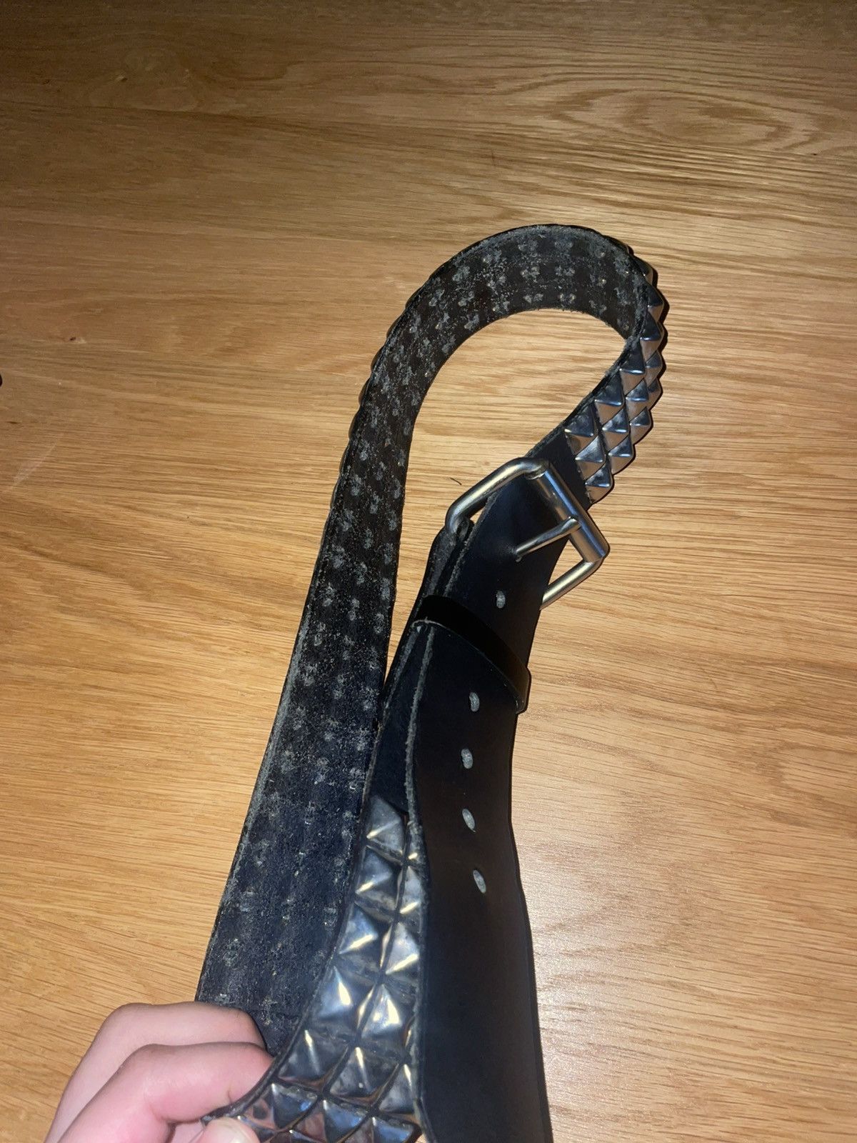 Other Black silver studded leather belt Size 28 - 4 Thumbnail